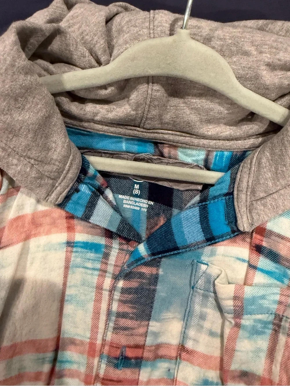 Graphic Plaid Hooded Shirt Jacket - Neon Green Smiley Patch